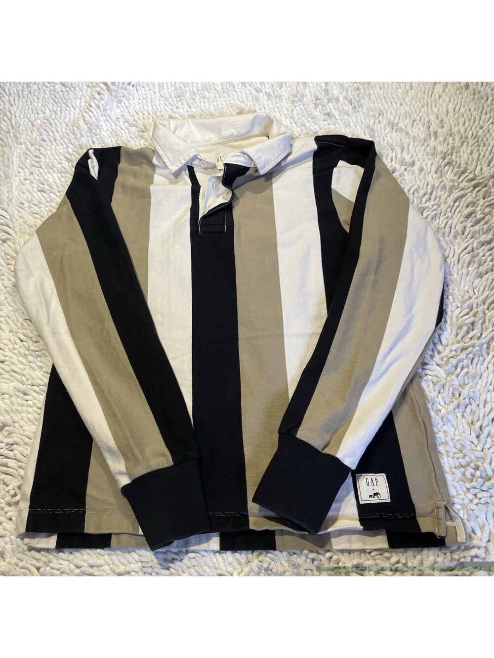 Gap x The Brooklyn Circus Mens Logo Rugby Shirt Striped Size S Embroidered BKC